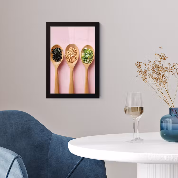 Poster met lijst - Ingrediënten - Lepels - Hout - Roze — 2