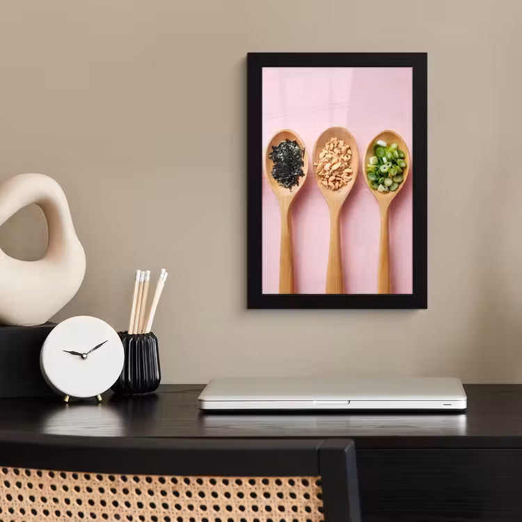 Poster met lijst - Ingrediënten - Lepels - Hout - Roze — 3