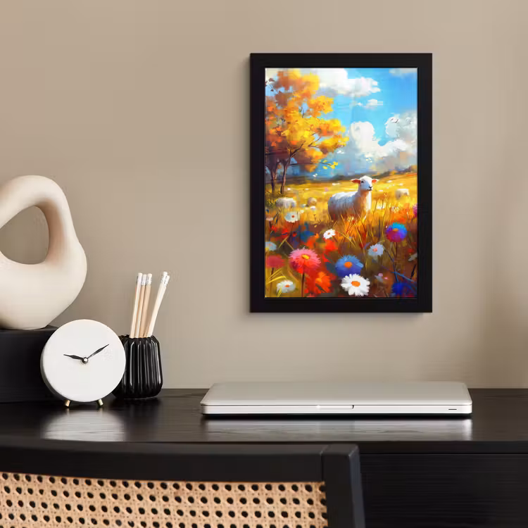 Poster met lijst - Schaap - Weide - Bloemen — 3
