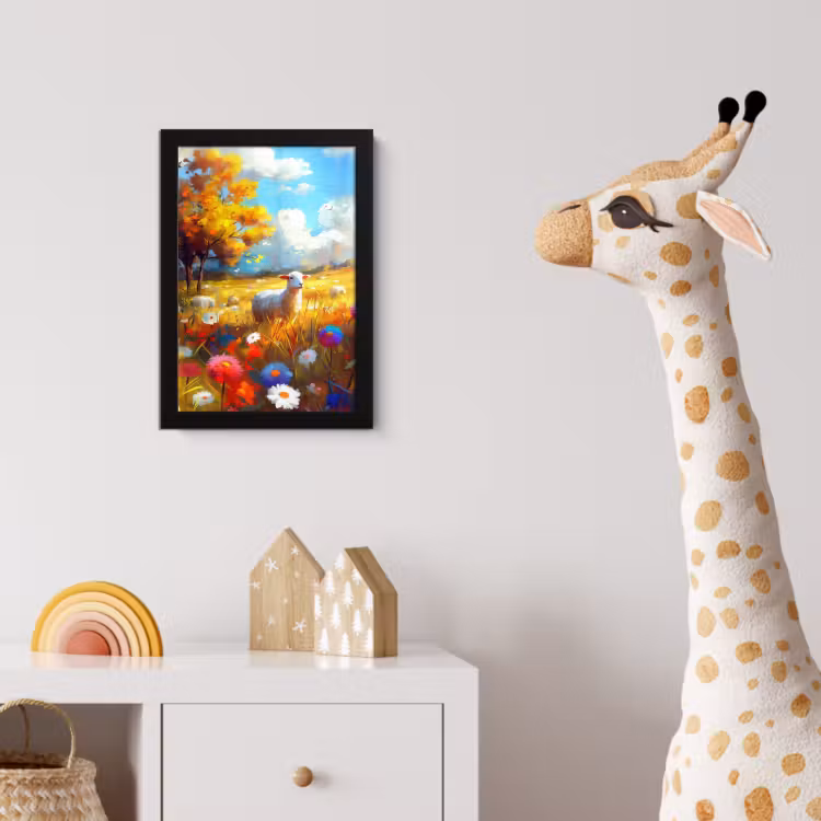 Poster met lijst - Schaap - Weide - Bloemen — 5