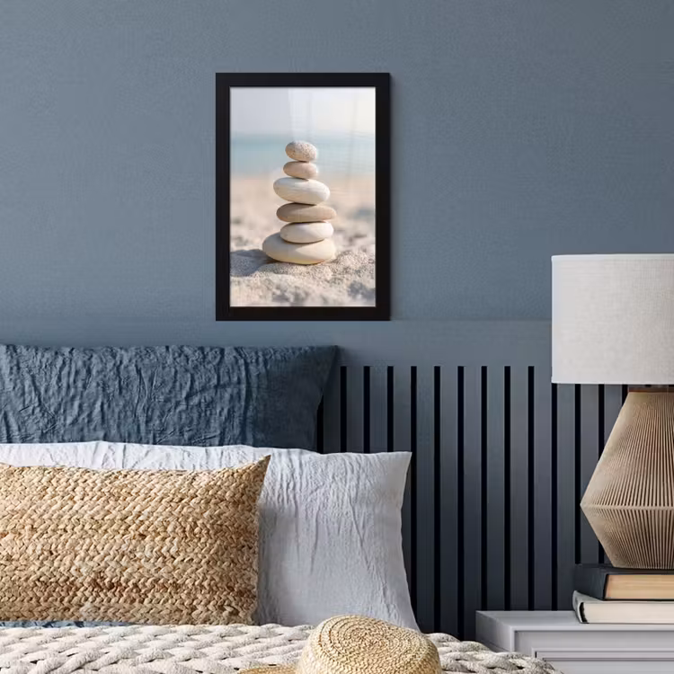 Poster met lijst - Stenen - Stapel - Zand - Zee — 4