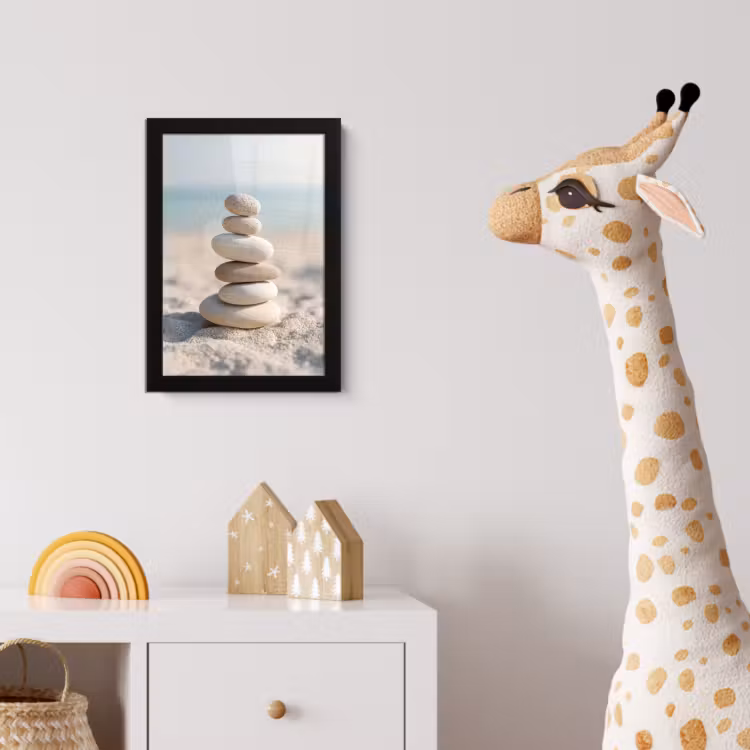 Poster met lijst - Stenen - Stapel - Zand - Zee — 5