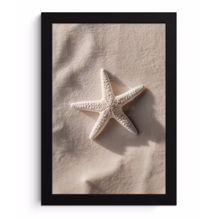 Poster met lijst - Strand - Zeester - Zand - Beige — 1