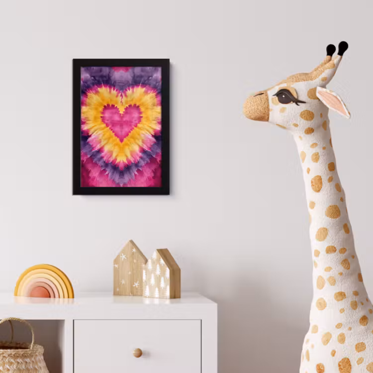 Poster met lijst - Tie dye - Hartvorm - Vlammen - Oranje — 5