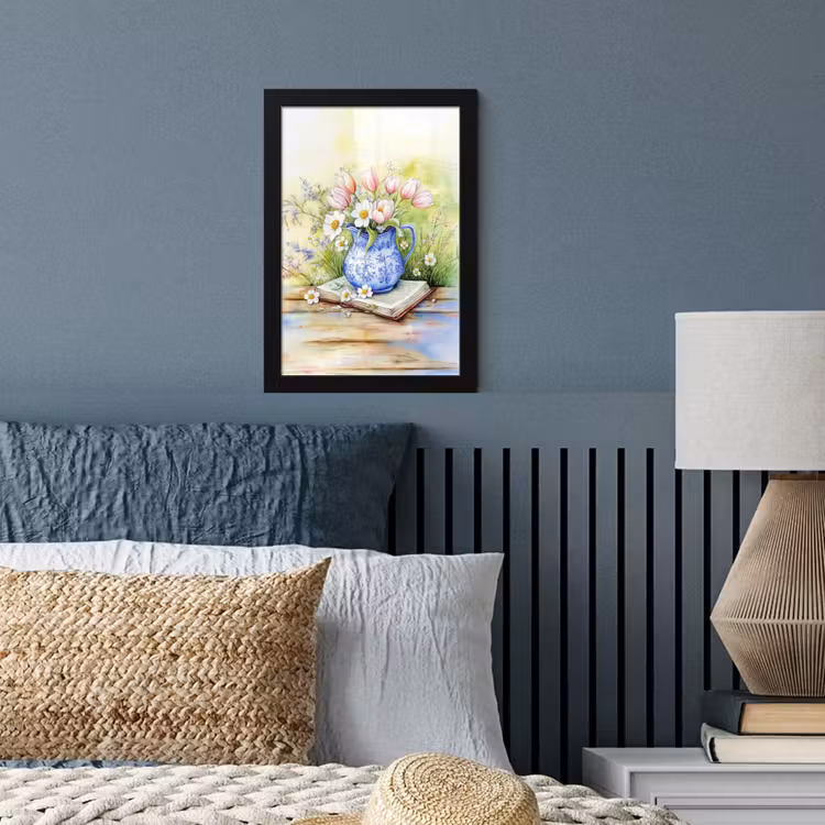 Poster met lijst - Vaas - Delftsblauw - Madeliefjes — 4