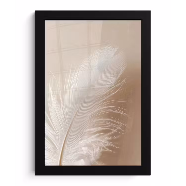 Poster met lijst - Veer - Minimalistisch - Roze — 1