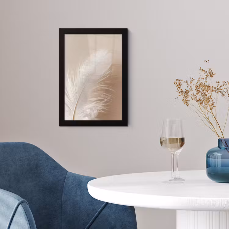 Poster met lijst - Veer - Minimalistisch - Roze — 2