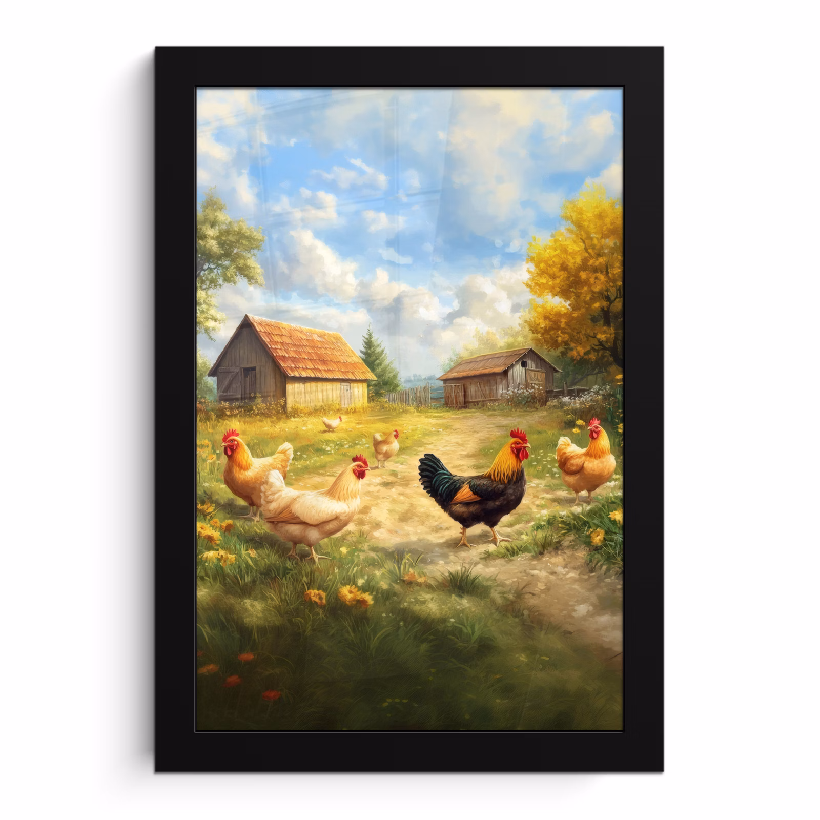 Poster met lijst - Kippen - Landelijke rust - Natuur — 1