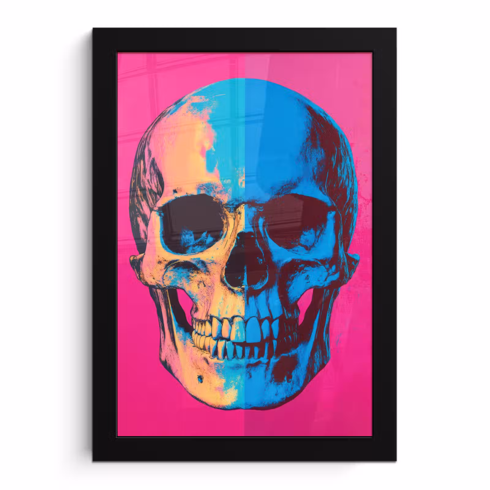 Poster met lijst - Neon - Blauw - Pop-art - Schedel — 1