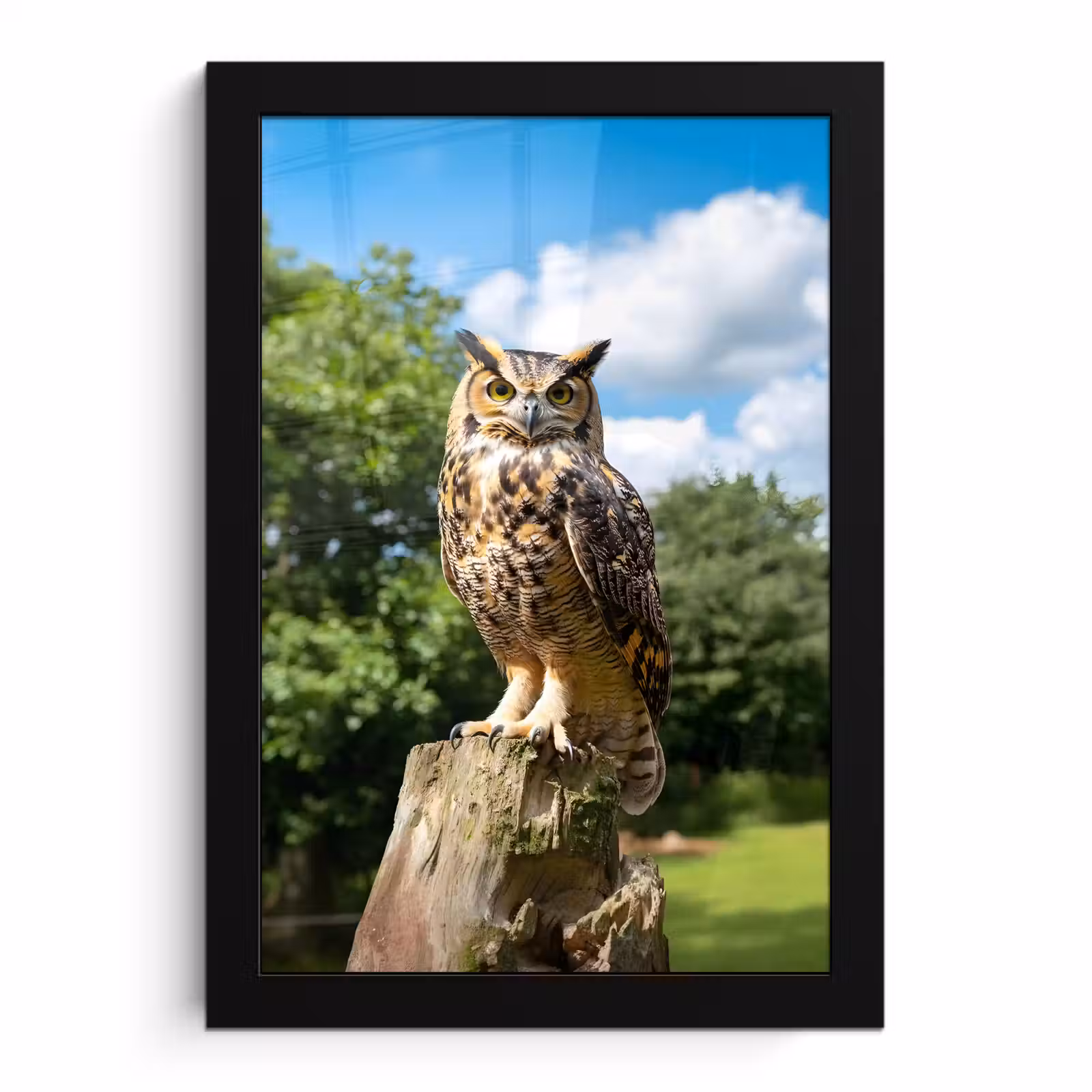 Poster met lijst - Uil - Boomstronk - Bos - Lucht — 1