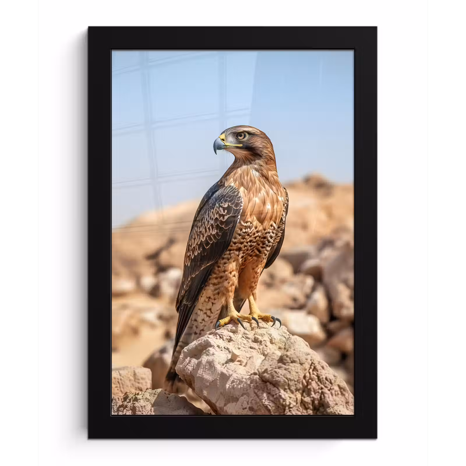 Poster met lijst - Valk - Vogel - Rots - Macht — 1