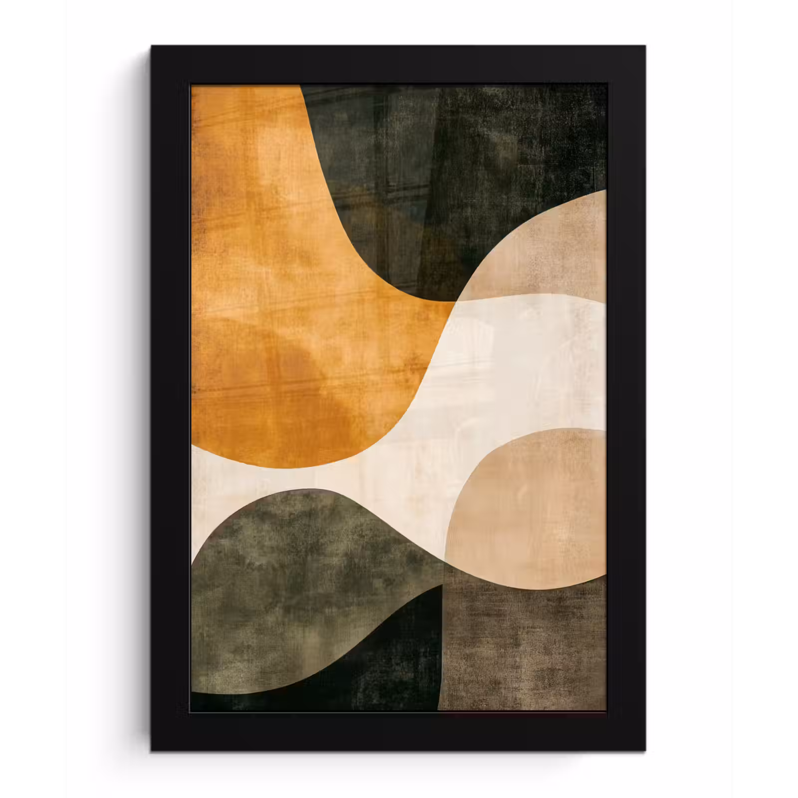 Poster met lijst - Vormen - Okergeel - Abstract — 1