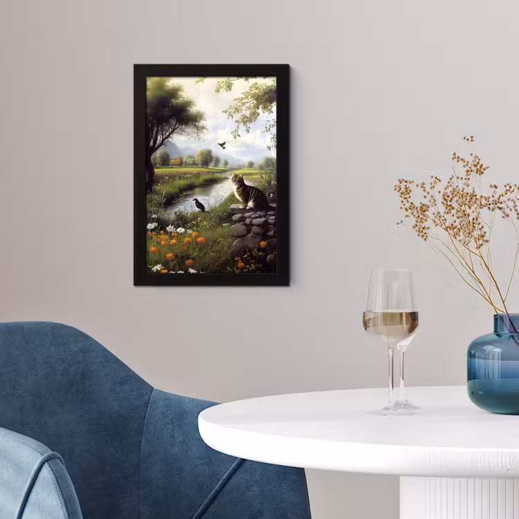 Poster met lijst - Kat - Beekje - Weide — 2