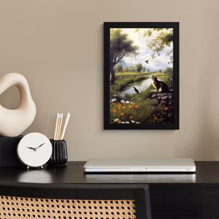 Poster met lijst - Kat - Beekje - Weide — 3