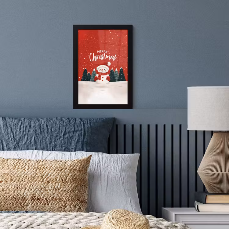 Poster met lijst - Kerstgroet - Sneeuw - Rood — 4