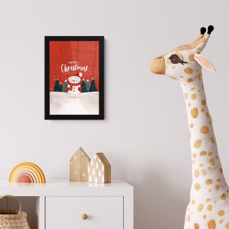 Poster met lijst - Kerstgroet - Sneeuw - Rood — 5