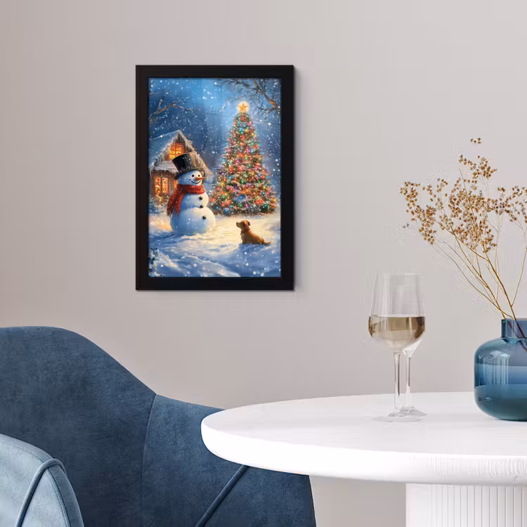 Poster met lijst - Kerstwonder - Winteravond - Kleurrijk — 2