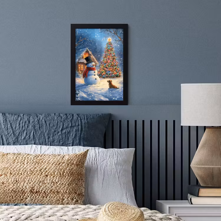 Poster met lijst - Kerstwonder - Winteravond - Kleurrijk — 4