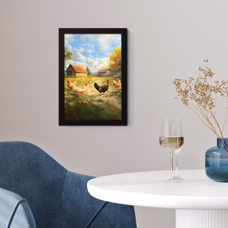 Poster met lijst - Kippen - Landelijke rust - Natuur — 2