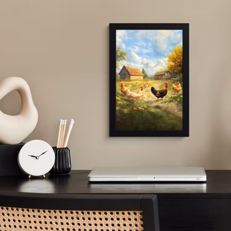 Poster met lijst - Kippen - Landelijke rust - Natuur — 3