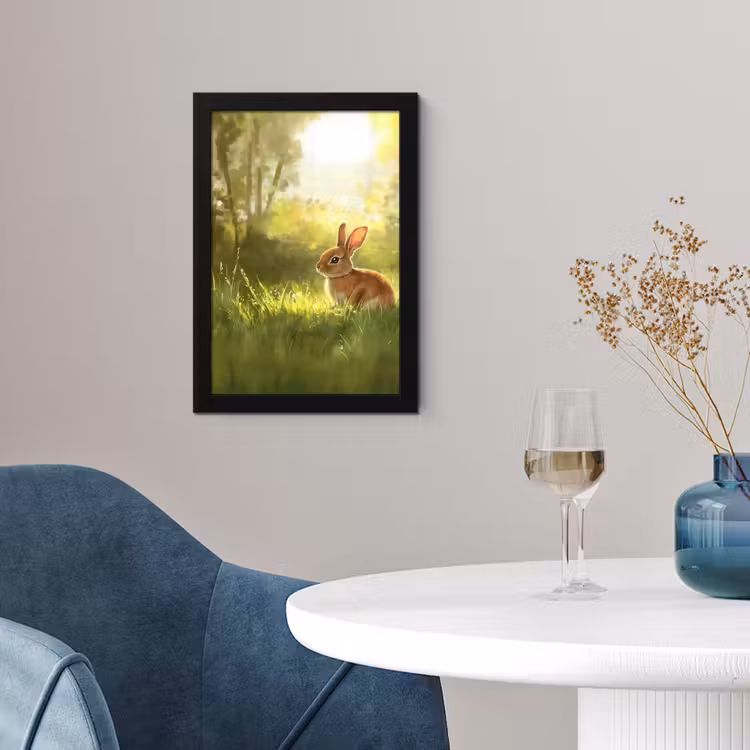 Poster met lijst - Konijn - Zonlicht - Bos — 2