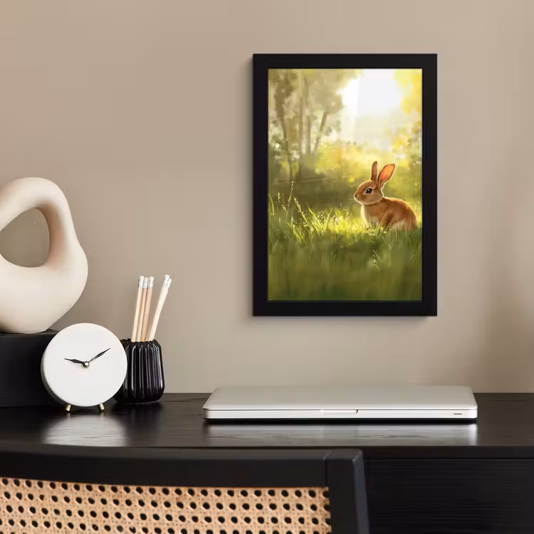 Poster met lijst - Konijn - Zonlicht - Bos — 3