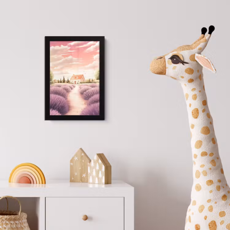 Poster met lijst - Lavendelveld - Huis - Paars — 5