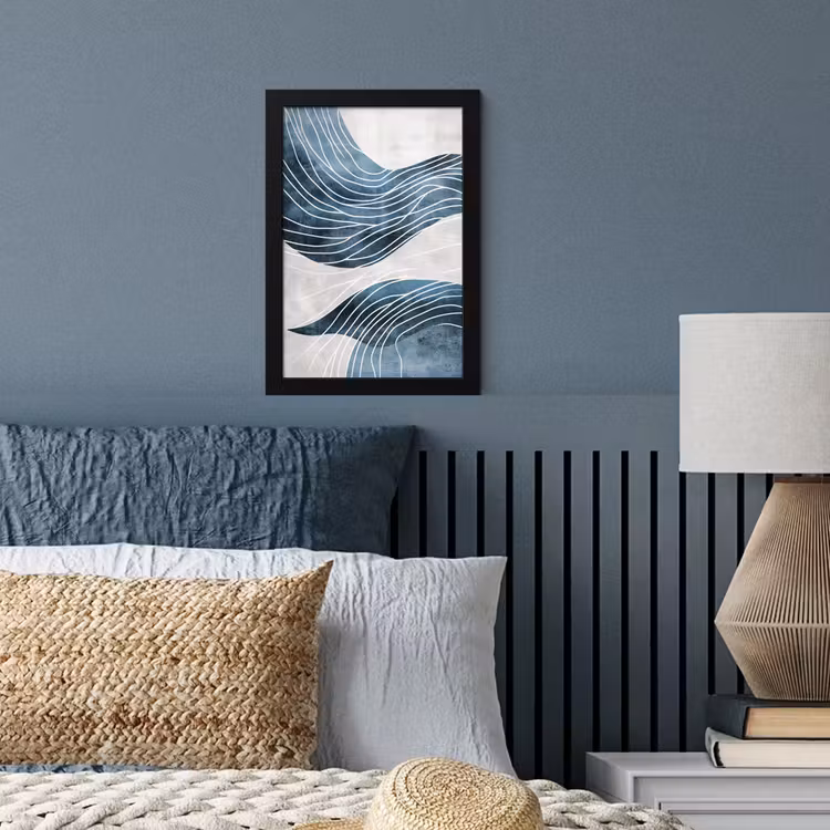 Poster met lijst - Lijnen - Golven - Abstract - Blauw — 4
