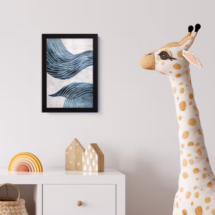 Poster met lijst - Lijnen - Golven - Abstract - Blauw — 5