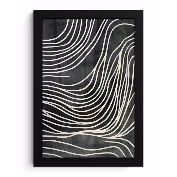 Poster met lijst - Lijnen - Patroon - Abstract - Wit — 1
