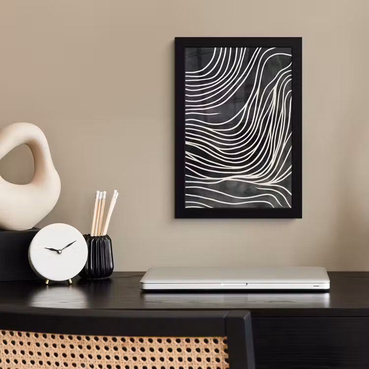 Poster met lijst - Lijnen - Patroon - Abstract - Wit — 3