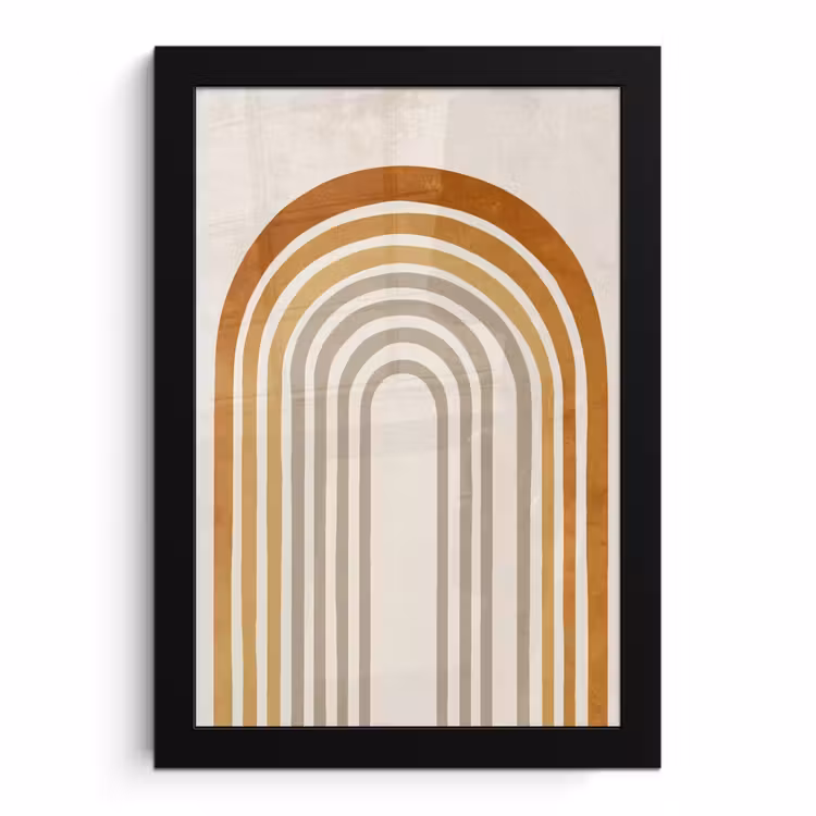 Poster met lijst - Minimalistisch - Boog - Lijnen - Beige — 1
