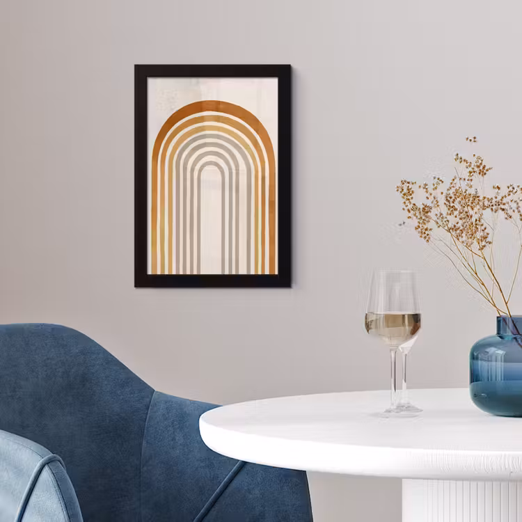 Poster met lijst - Minimalistisch - Boog - Lijnen - Beige — 2