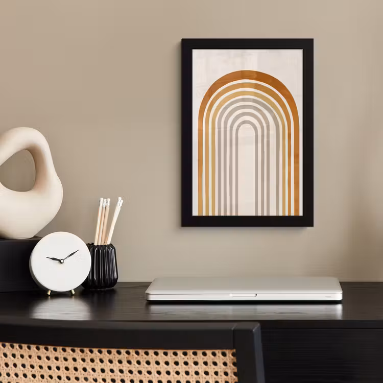 Poster met lijst - Minimalistisch - Boog - Lijnen - Beige — 3