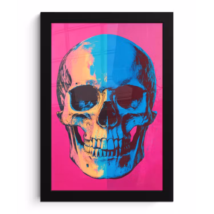 Poster met lijst - Neon - Blauw - Pop-art - Schedel — 1
