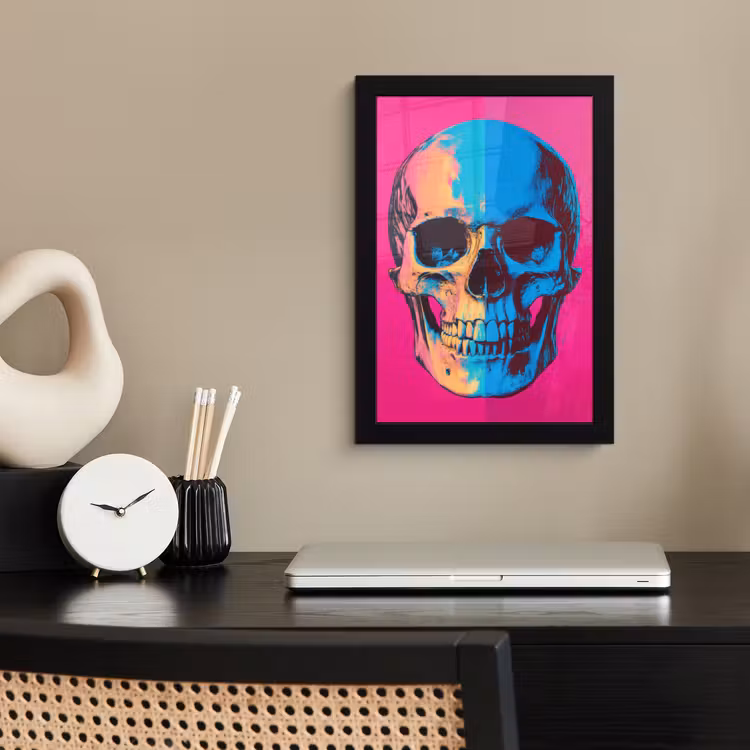 Poster met lijst - Neon - Blauw - Pop-art - Schedel — 3