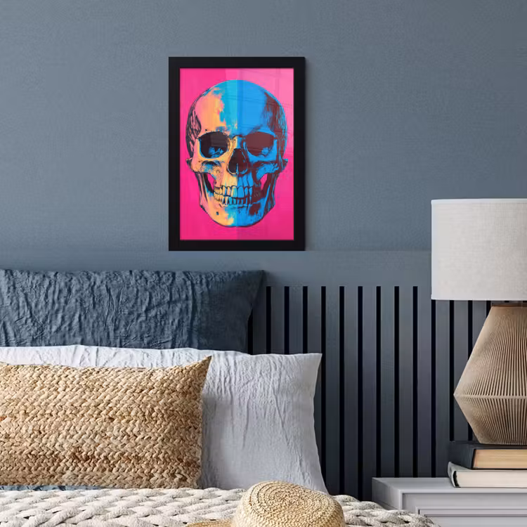 Poster met lijst - Neon - Blauw - Pop-art - Schedel — 4