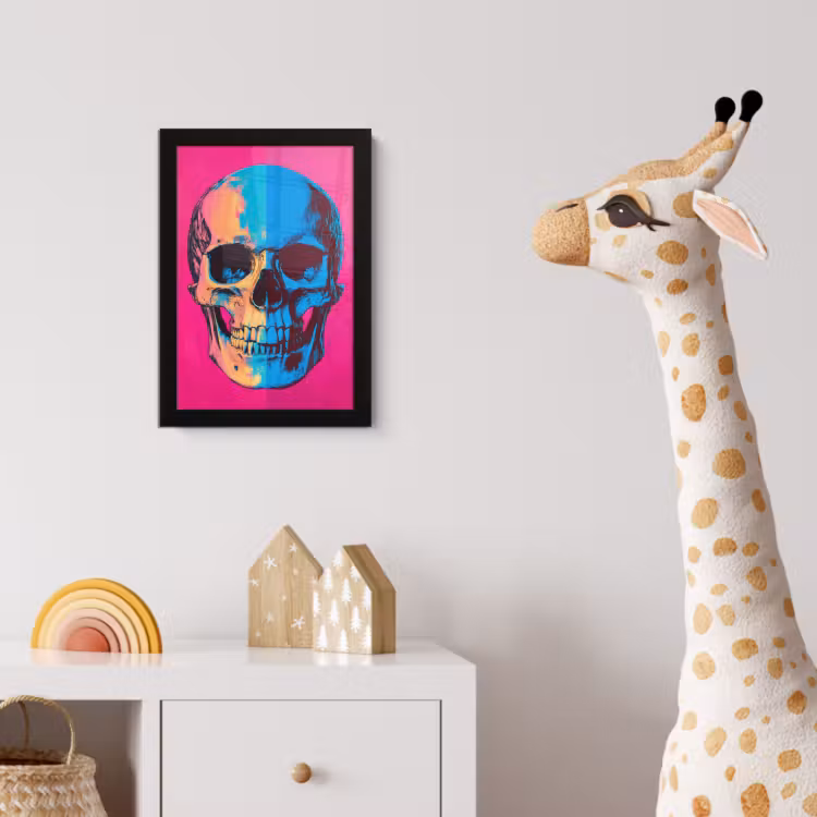 Poster met lijst - Neon - Blauw - Pop-art - Schedel — 5
