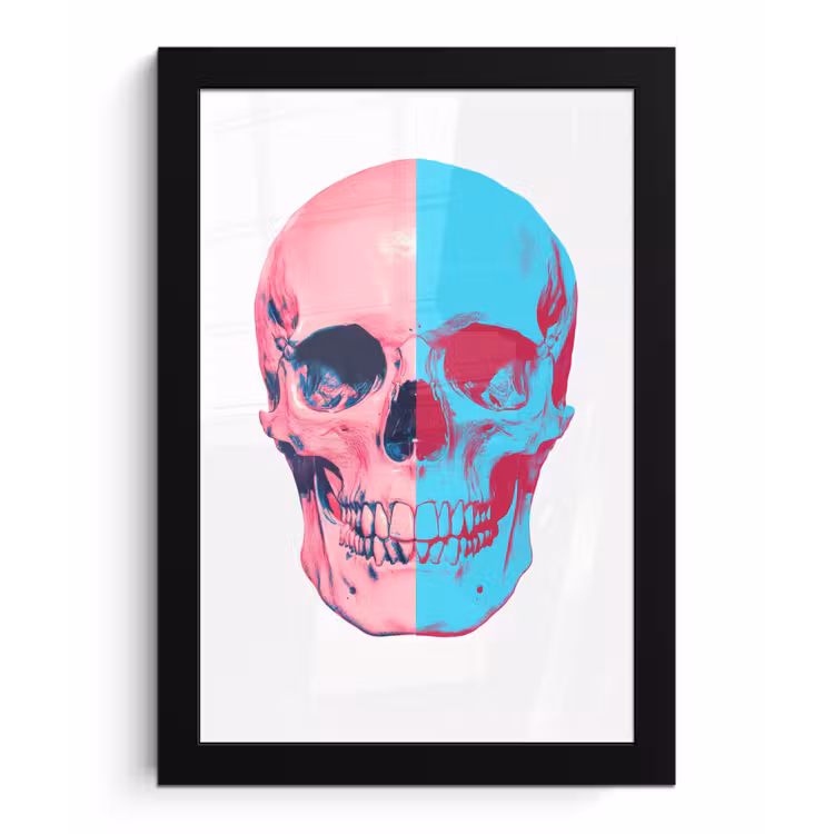 Poster met lijst - Schedel - Grafisch - Roze - Verdeeld — 1