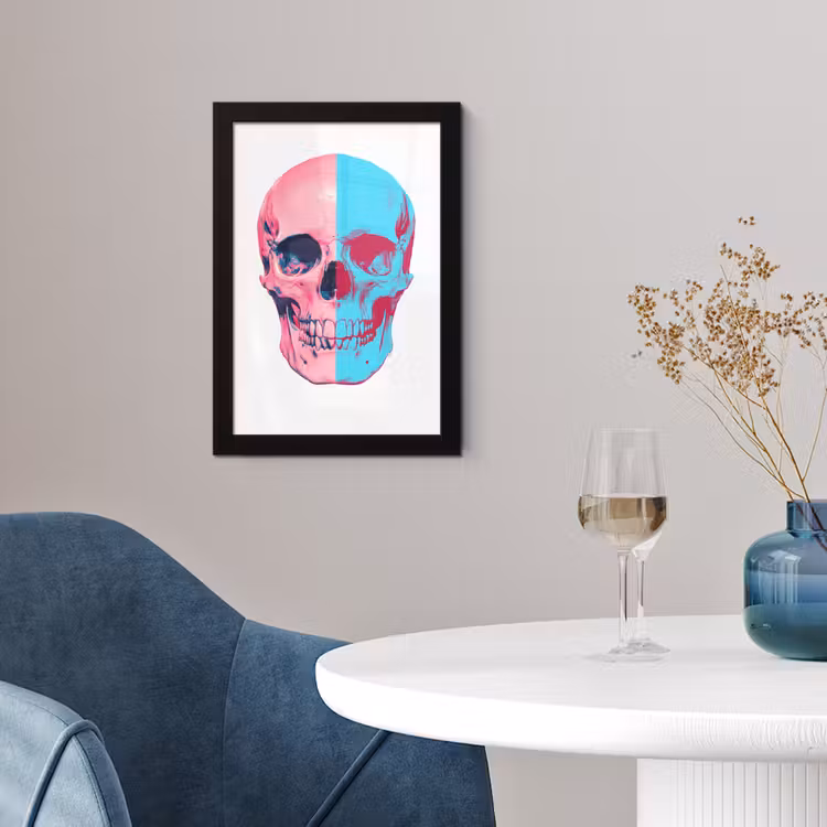 Poster met lijst - Schedel - Grafisch - Roze - Verdeeld — 2
