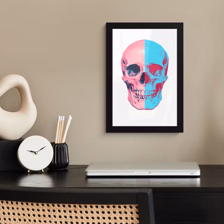 Poster met lijst - Schedel - Grafisch - Roze - Verdeeld — 3
