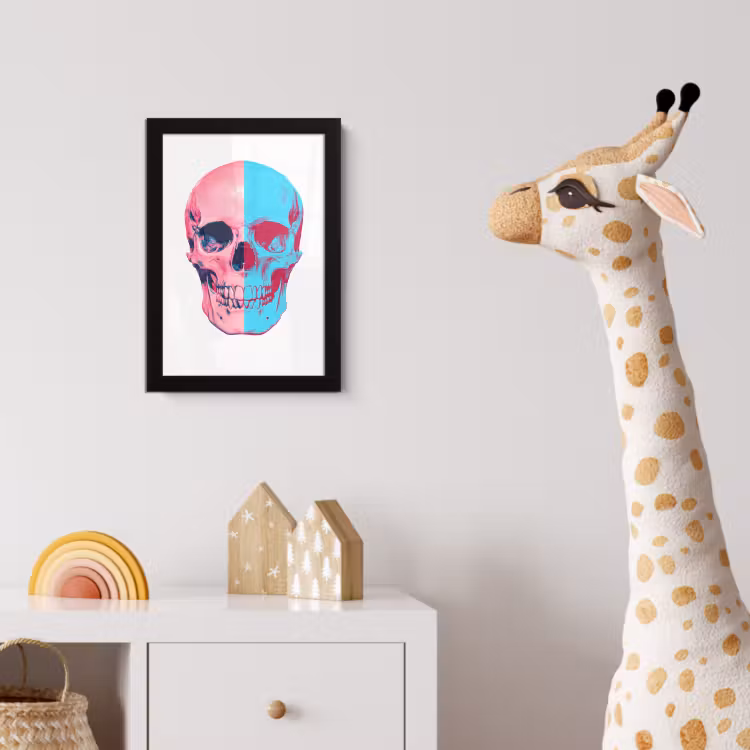 Poster met lijst - Schedel - Grafisch - Roze - Verdeeld — 5