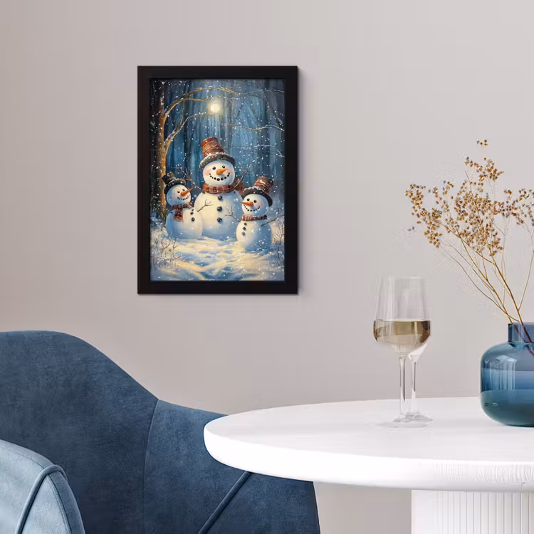 Poster met lijst - Sneeuwpop - Sneeuw - Winter - Bos — 2