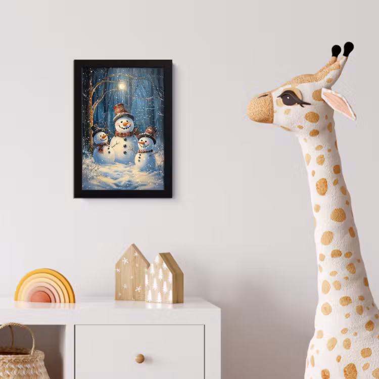 Poster met lijst - Sneeuwpop - Sneeuw - Winter - Bos — 5