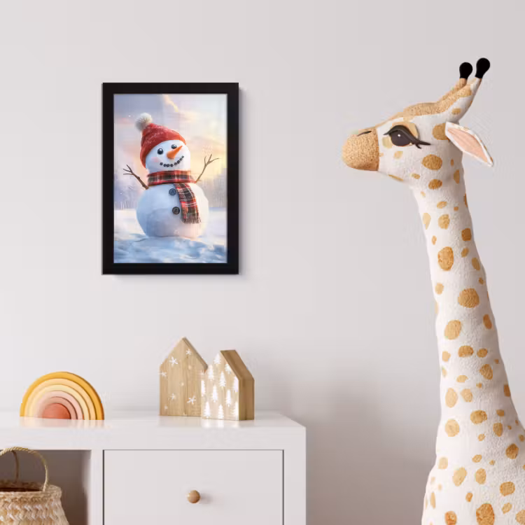 Poster met lijst - Sneeuwpop - Zonsondergang - Wit — 5
