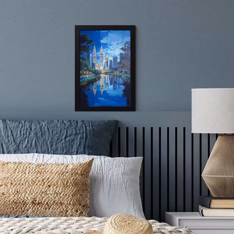 Poster met lijst - Stad Kuala Lumpur - Skyline - Wolkenkrabbers - Water — 4