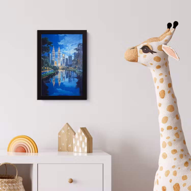Poster met lijst - Stad Kuala Lumpur - Skyline - Wolkenkrabbers - Water — 5