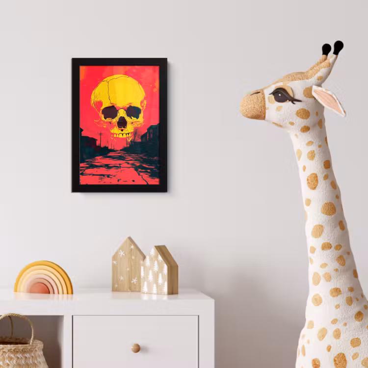 Poster met lijst - Straat - Verlaten - Schedel - Geel — 5