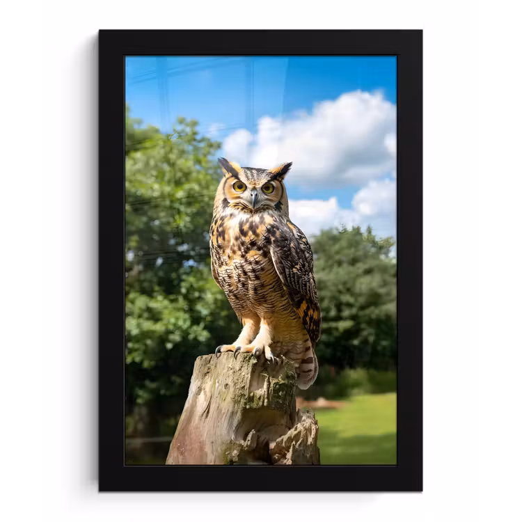 Poster met lijst - Uil - Boomstronk - Bos - Lucht — 1