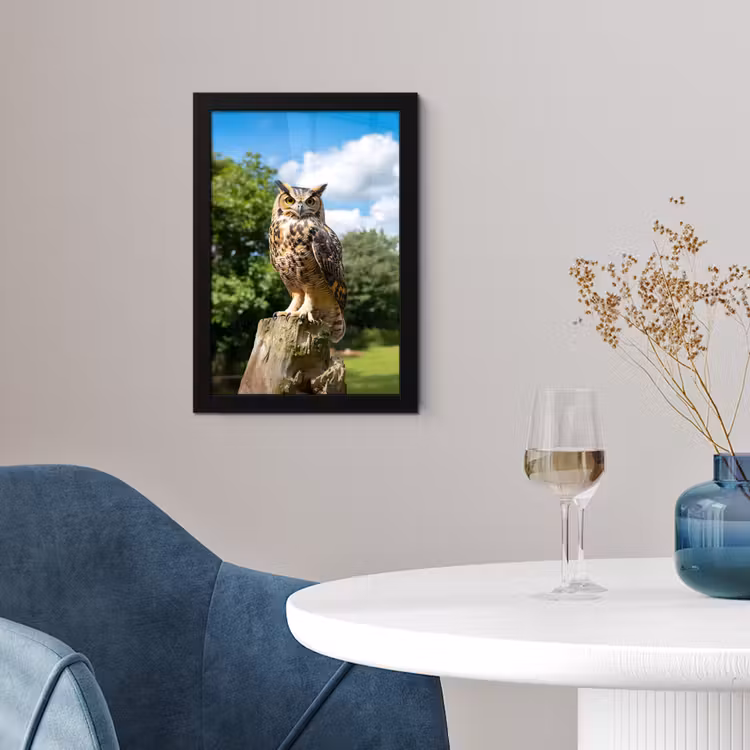 Poster met lijst - Uil - Boomstronk - Bos - Lucht — 2